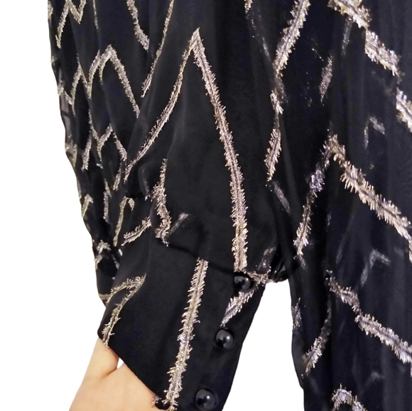 Vtg Metallic Dress Blouse - Picture 4 of 10